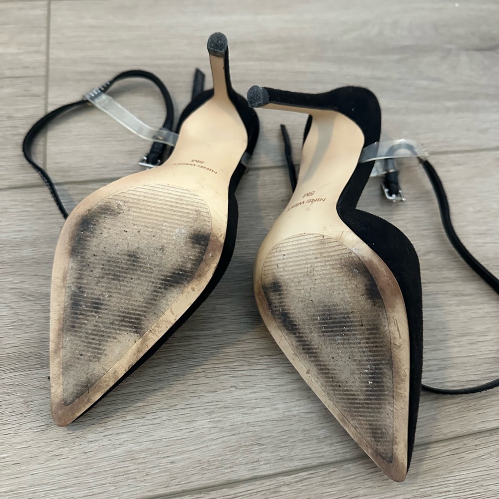 Nine West Black Ankle Strap Heels Frant Pointed Toe Pump - Picture 5 of 5